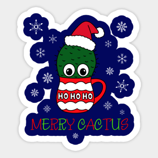 Merry Cactus - Cactus With A Santa Hat In A Christmas Mug Sticker